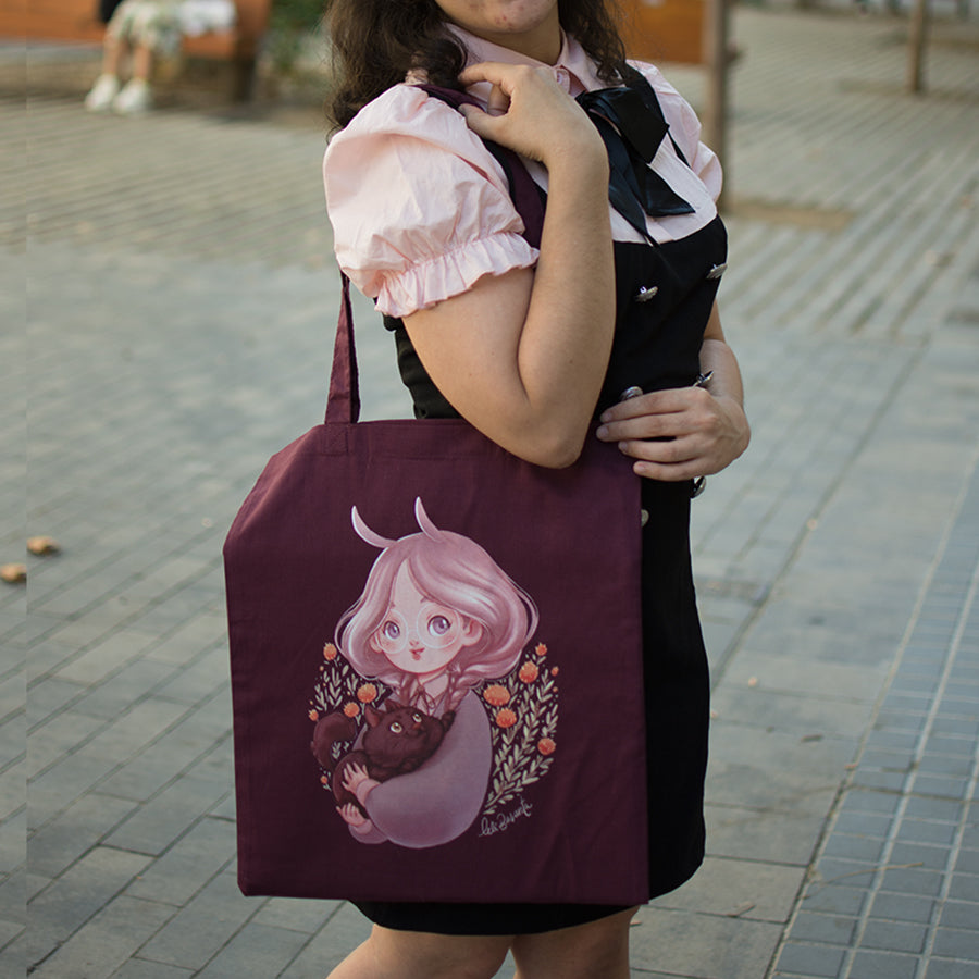 ToteBag Bunny y Cat Color Granate
