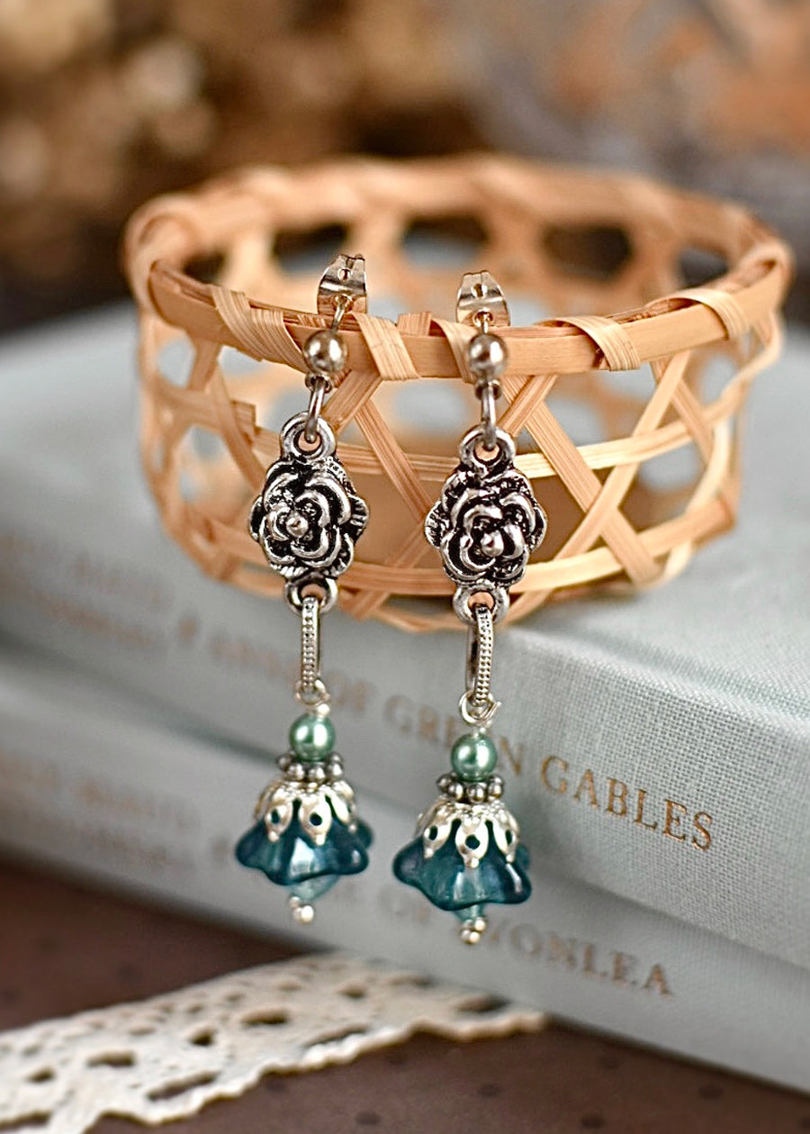 Pendientes Rosa de Versalles Plata
