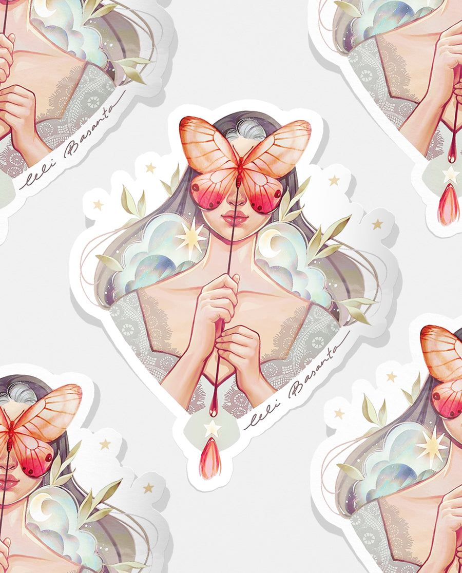 Sticker Butterfly Mask Metalizado