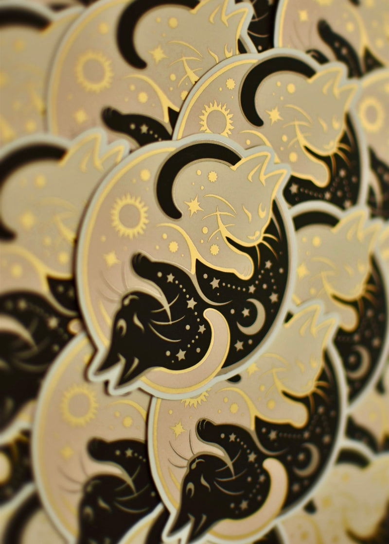 Sticker Gatos Estelares Metalizados