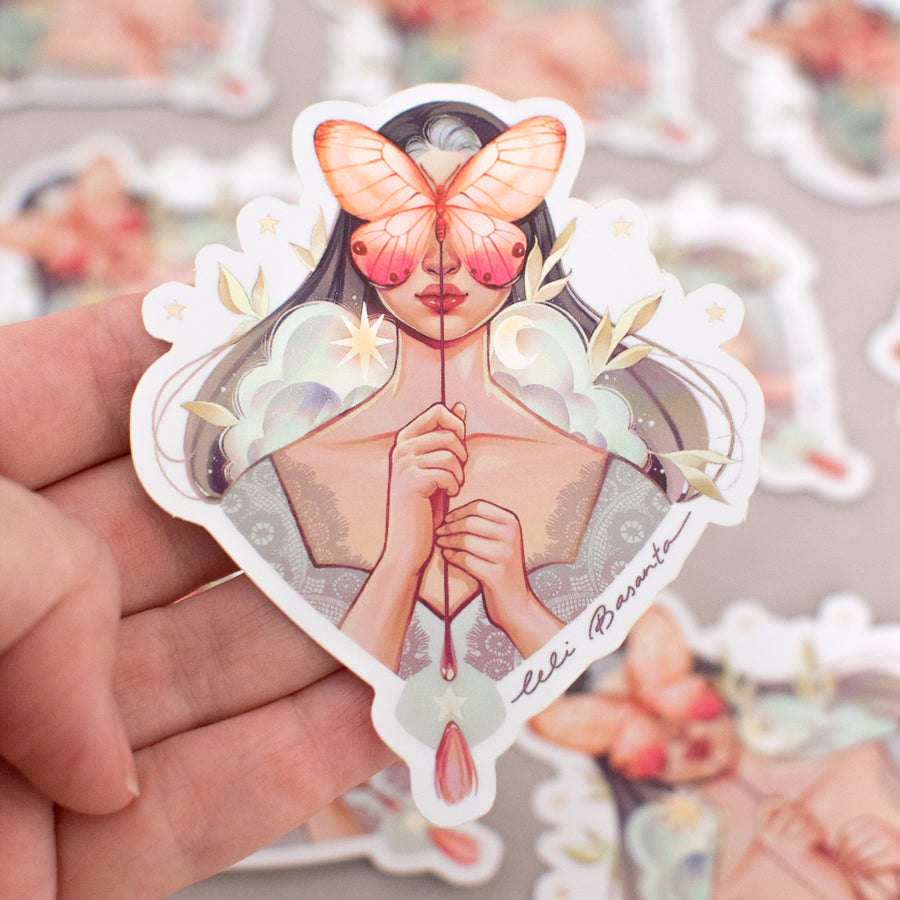 Sticker Butterfly Mask Metalizado