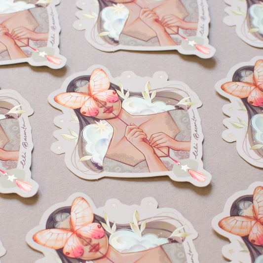 Sticker Butterfly Mask Metalizado