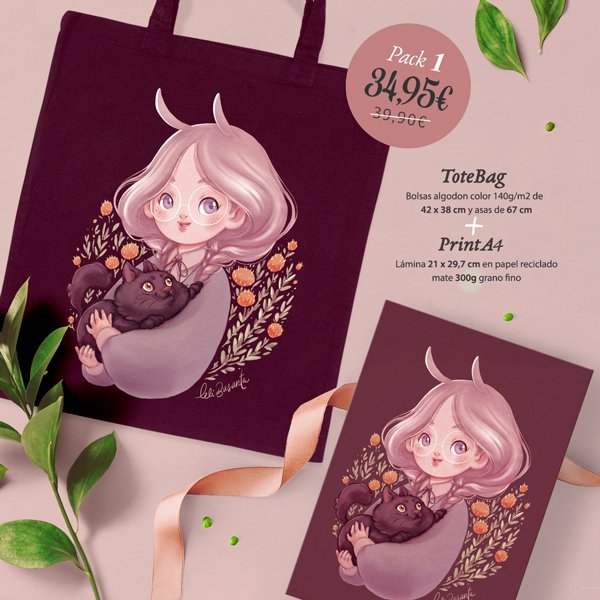 Pack Bunny y Cat (ToteBag+Print)